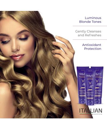3 Piece Violet Toning Kit for Blonde Hair | Trivitt by Itallian Hairtech - Shampoo Conditioner & Moisturizing Cream for Advanced Hydration & Repair - International Shipping Available - Buy Online on GoSupps.com
