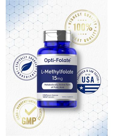 L Methylfolate 15mg | 120 Capsules | Max Potency | Opti-Folate 5-MTHF | Non-GMO & Gluten Free - Buy Online on GoSupps.com