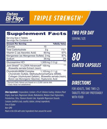 Osteo Bi-Flex Triple Strength Glucosamine Chondroitin Vitamin C 80 Coated Tablets - Joint Health Supplement - Buy Online on GoSupps.com
