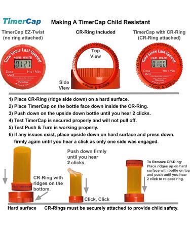 TimerCap Smart Pill Bottle Cap - Built-in Stopwatch Medication Reminder Case (4-Pack) - Buy Online on GoSupps.com