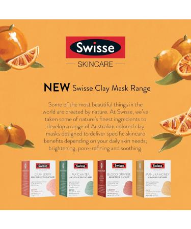Swisse Blood Orange Clay Face Mask - Skin Brightening | All Skin Types | Turmeric & Ginseng | 2.47 Oz - Natural Skincare - Buy Online on GoSupps.com