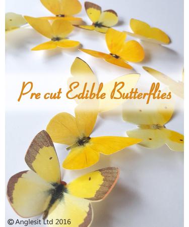 12 Beautiful Yellow Butterflies Edible Rice Paper Decorations for Cakes & Cupcakes - Perfect for Birthday Wedding & Baby Showers - Buy Online on GoSupps.com