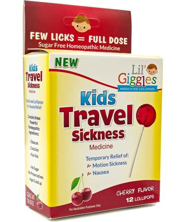 Lil' Giggles Kid's Medicated Travel Sickness Lollipops - Homeopathic Remedy for Motion & Car Sickness in Children. 12 CT - Buy Online on GoSupps.com