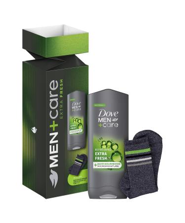 DOVE MEN + CARE Extra Fresh Body Wash & Socks Gift Set 3-in-1 hair face & body wash and socks in a stylish box perfect gifts for him 1 piece