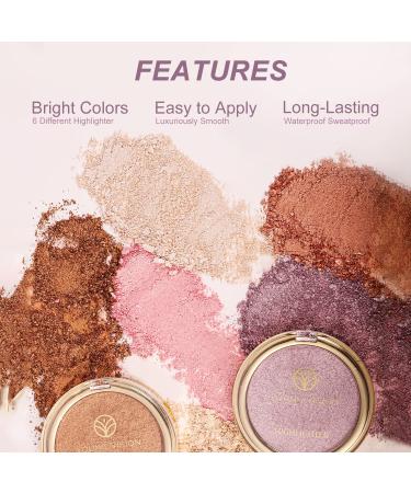 YOUNG VISION Baked Highlighter Powder Palette - Sheer Pearl Shimmer Shades - Face Makeup - Highly Pigmented - 0.19 Oz - Buy Online on GoSupps.com