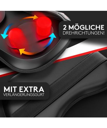 Wellax Shiatsu Neck Massage Pillow with Heat & 360 Rotation - 3 Speed Back & Shoulder Massager - Adjustable Extension Belt - Black - Buy Online on GoSupps.com