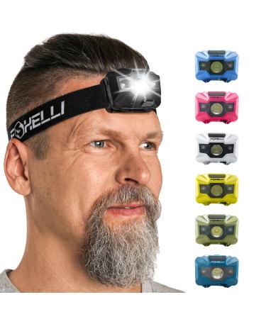 Foxelli LED Headlamp Rechargeable  Ultralight USB Rechargeable Headlamp Flashlight for Adults & Kids, Waterproof Head Lamp with Red Light for Running, Camping, Hiking & Outdoor Black