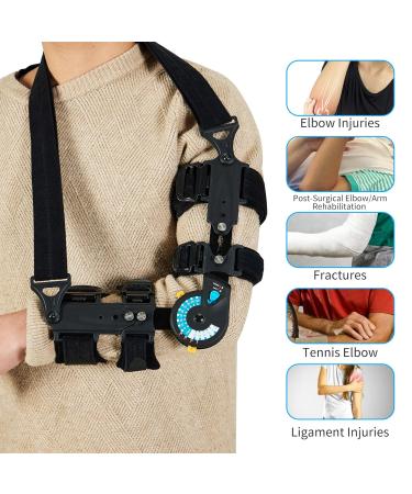 Medibot Hinged ROM Elbow Brace - Adjustable Post OP Stabilizer for Recovery from Arm Injuries - Left Hand Support - Buy Online on GoSupps.com