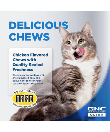 GNC Pets Ultra Cat Supplements - Chicken Flavored Soft Chews for Cat Health - 60 Count, Made in USA - Buy Online on GoSupps.com