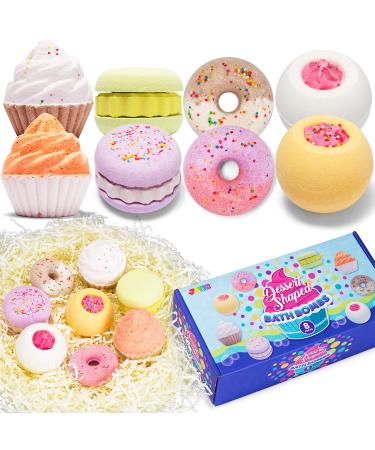 Dessert Bath Bombs Set 8 Pack Bubble Bath Bombs SPA Bath Fizzies Set Great Gift Set for Birthday Christmas Easter for Boys and Girls