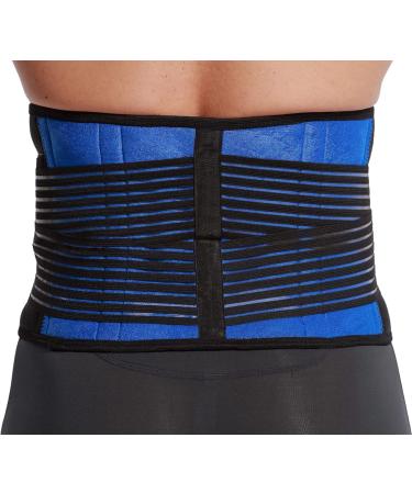 Lumbar Support with Double Banded Compression Straps | Black & Blue | Size L - Perfect Back Pain Relief | Shop Internationally - Buy Online on GoSupps.com