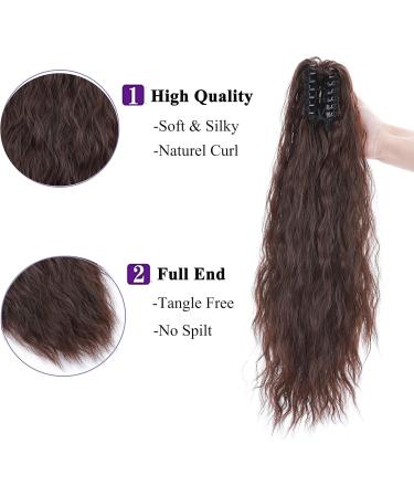 24 Inch Claw On Ponytail Extensions Soft Curly Ponytail Hair Extension Corn Wave Tails Hairpieces Synthetic For Women Ladies Medium Brown - Buy Online on GoSupps.com