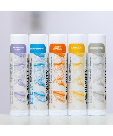 Dignity Coconuts Moisturizing Lip Balm Soothing & Fragrance-Free, Pack of 5 - Vegan w/Nourishing Coconut Oil, Cocoa Butter & Essential Oils 4.4ml (0.15oz) Each Lip Care Set