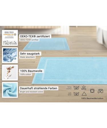 Zollner 2 Set Bath Mats 50x70 cm - Suction Soft Washable - Hotel Quality Light Blue with Massage Effect - Ideal for Underfloor Heating - Buy Online on GoSupps.com