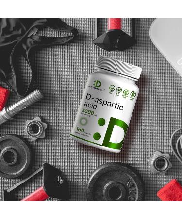 DAA D-Aspartic Acid 3000mg | 180 Capsules | Non-GMO | Gluten Free | Made in USA | Ultra DAA Supplement - Buy Online on GoSupps.com