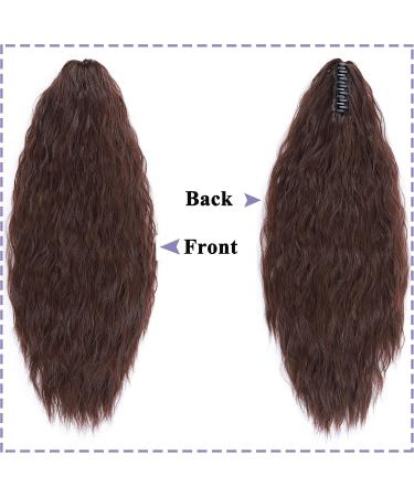 24 Inch Claw On Ponytail Extensions Soft Curly Ponytail Hair Extension Corn Wave Tails Hairpieces Synthetic For Women Ladies Medium Brown - Buy Online on GoSupps.com