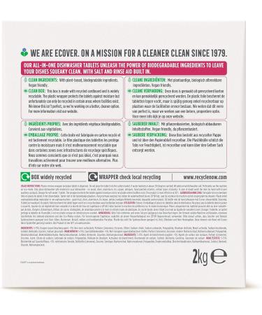 Ecover All-in-One Dishwasher Tabs - Lemon & Mandarins (100 pcs) | Powerful Multi-Tabs for Ultimate Cleaning | Eco-Friendly Dishwashing Solution - Buy Online on GoSupps.com