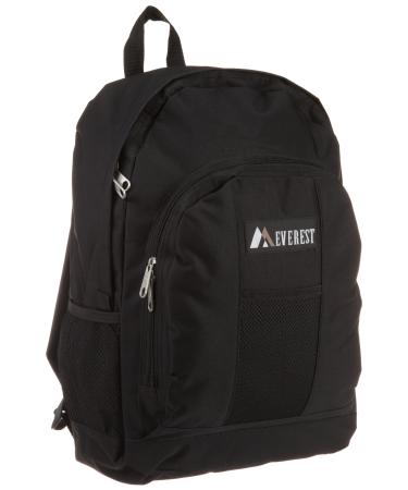 Everest Luggage Backpack with Front and Side Pockets, Black, Large