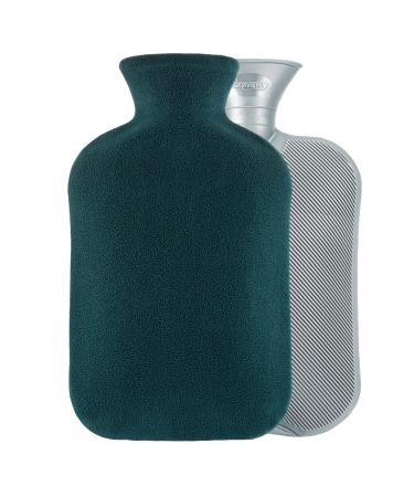 samply Hot Water Bottle with Soft Cover 2L Hot Water Bag for Neck and Shoulder Pain Relief Hot and Cold Therapies Hand Feet Warmer Green Dark Green