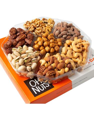 Oh! Nuts 7 Variety Roasted Salted Nuts Gift Basket - 1.8 LB Prime Gourmet Assortment Tray for Birthday, Anniversary, Corporate Gifts - Men and Women - 1.8 Pound - Buy Online on GoSupps.com