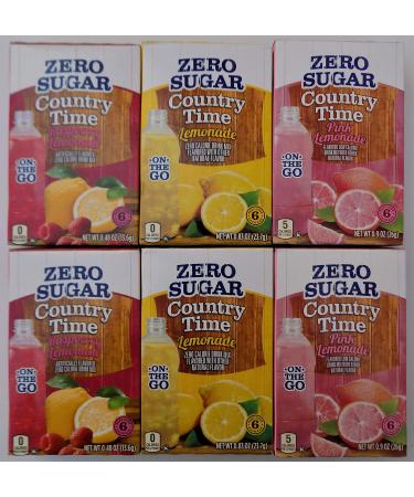 Country Time - On The Go - Bundle of 6 Packages - 2 each flavor: Lemonade - Pink Lemonade - Raspberry Lemonade