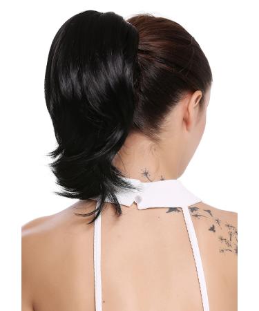 WIG ME UP - 15-09-1 hairpiece ponytail extension butterfly clip short wide voluminous straight black 30 cm