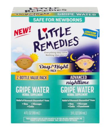 Little Remedies Gripe Water Pack; Day, 4 fl oz & Nighttime, 3 fl oz, Safe for Newborns, 2 Pack