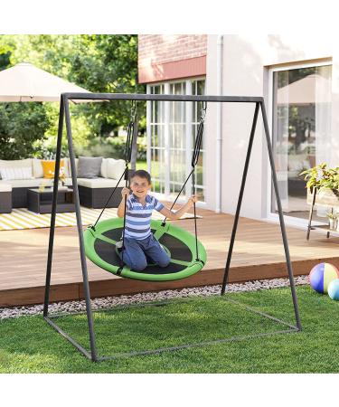 SONGMICS 40 Inch Saucer Tree Swing | 700 lb Load Capacity | Textilene Fabric | Hanging Kit Included | for Kids Outdoor and Indoor Play | Heavy Duty and Safe | Easy Installation | Green and Black - UGSW001G01 - Buy Online on GoSupps.com