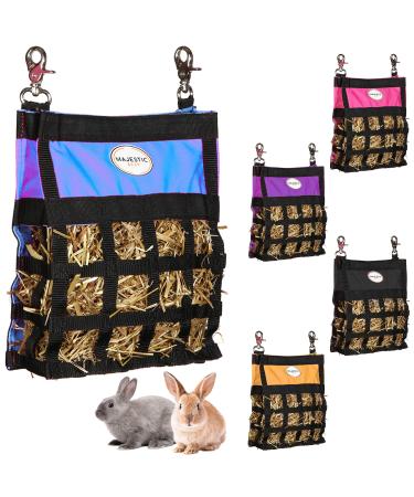 Majestic Ally Guinea Pig Hay Feeder Rabbit Hay Feeder Premium Quality Highly Durable Nylon Three Side Open Slow Feed Hay Bag for Small Animals 5 Lovely Colors (Light Blue)