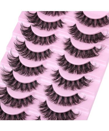 Fake Eyelashes Cat Eye Lashes Wispy Natural Look with Clear Band False Eyelashes that Look Like Extensions Soft Handmade Reusable Faux Mink lashes - Buy Online on GoSupps.com