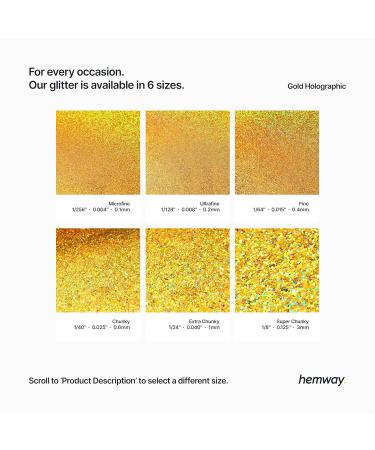 Hemway Ultra-Shein Glitter 1/256 - 0.1MM Gold Holographic Cosmetic Glitter - Microfine 100g for DIY Crafts & Beauty - Buy Online on GoSupps.com