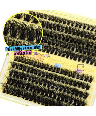 ALICE Fluffy Volume Lash Clusters Individual Lashes DIY Eyelash Extensions 200Pcs Eyelash Clusters(50D+60D 10-18mm D Curl) C - Fluffy 50D+60D - Buy Online on GoSupps.com