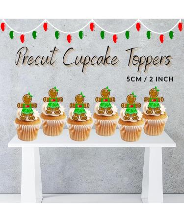 PRECUT Gingerbread Woman Cupcake Toppers Edible Christmas Cake Decorations Christmas Decorations Christmas Gingerbread Man Cake Topper (24) - Buy Online on GoSupps.com