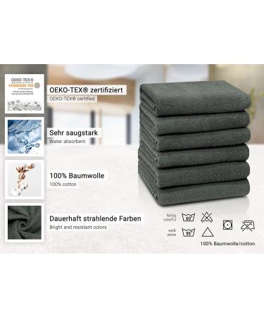 Zollner 6 Set Dark Gray Bath Towels - 50x100 cm Soft & Strong Hotel Quality Washable 60 C With Hanger - Premium Cotton Towels - Buy Online on GoSupps.com