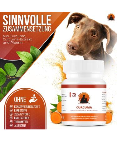Vital Paws 3x75 Capsules Curcuma for Dogs & Cats - Premium Curcumin & Piperine Supplement Made in Germany High Purity & Quality - Buy Online on GoSupps.com