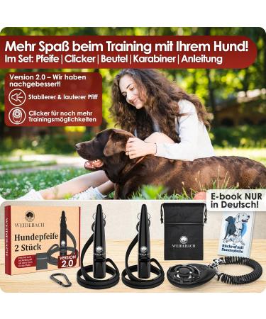 Weidebach 2.0 Dog Whistle - Improved Tone & Clicker Set for Effective Recall Training - 2 Black Pieces Treat & E-book Included - Buy Online on GoSupps.com