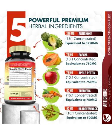 Artichoke Extract Capsules 6500mg - 120 Vegan Capsules with Turmeric Papaya & Bladderwrack - Supports Digestion - 4 Month Supply - Buy Online on GoSupps.com