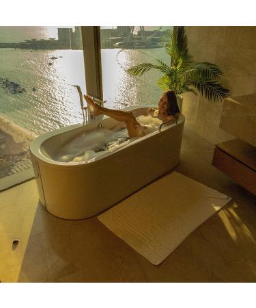 Hotel Luxury Bamboo Viscose-Cotton XL Bath Mat 28X44 - White Oversized Bath Rug - Buy Online on GoSupps.com