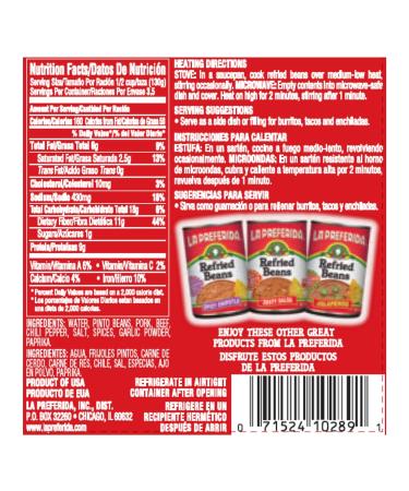 La Preferida Refried Beans Chorizo 16 oz - Pack of 3 - Buy Online on GoSupps.com
