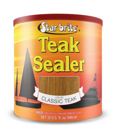 STAR BRITE Teak Sealer - One Coat Marine Grade Formula - Choose From 3 Colors & Sizes - Seal Out Water, Prevent Weathering & Stop UV Fade on Outdoor Furniture, Decks, Dive Platforms & Other Fine Wood 32 Oz Quart Classic