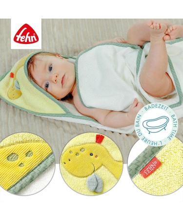 Fehn Badecake Baby Dino - Terry Baby Poncho & Rattle Socks Set for Kids | Cute Baby Dragon Bath Towel & Fun Socks Bundle - Buy Online on GoSupps.com