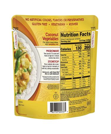 Hot & Spicy Coconut Vegetables - Tasty Bite 10oz (Pack of 6) | Ready to Eat Indian Entree - Buy Online on GoSupps.com