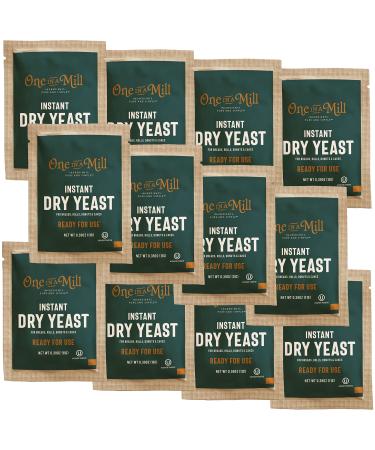 One in a Mill Instant Dry Yeast Packets| Fast Acting Self Rising Yeast for Baking Bread, Cake, Pizza Dough Crust | Kosher | Quick Rapid Rise Leavening Agent for Pastries | 12 Pouches