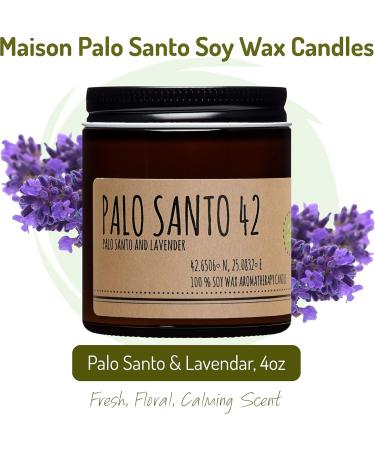 Exclusive Botanical Gift: Handcrafted Palo Santo & French Lavender Candle | 4oz Natural Soy Wax | Free Palo Santo Stick | Perfect Gift - Buy Online on GoSupps.com