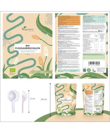 Organic Psyllium Blond Tegument | 90% Fiber | 400g Psyllium Husk | Superior Quality: Pure Natural & Vegan | Digestion + Transit Aid | Vegavero  - Buy Online on GoSupps.com