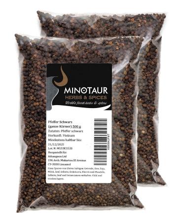Minotaur Spices Black Pepper Whole Peppercorns - 1 Kg (2 x 500g) | Premium Quality International Shipping - Buy Online on GoSupps.com