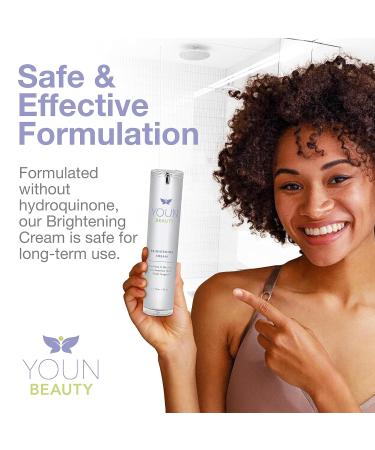 YOUN Beauty Brightening Cream | Kojic Acid Glycolic Acid & Licorice Extract | Hydroquinone-Free Skin Lightening for Face Neck & D collet - 50ml - Buy Online on GoSupps.com