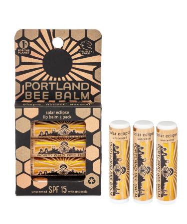 Portland Bee Balm Solar Eclipse All Natural Handmade Beeswax Based SPF 15 Lip Balm  3 Count 3 Count (Pack of 1)