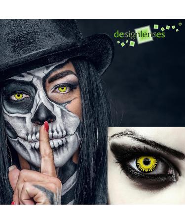 Colored Daily Contact Lenses - Yellow & Black Pennywise Costume Lenses (Without Prescription) - 2 Pieces for Halloween | Horror Clown Jeffrey Dahmer - Buy Online on GoSupps.com