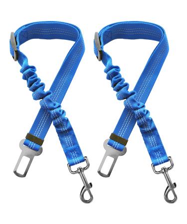 Xundefeng 2 pieces Dog car career seat belt dog leash leash stipper stampers pet cat dog bungee flexileine adjustable lead clip safety belts blue blue 2 pieces